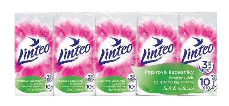 Termék főképe Linteo Soft & Delicate papírové kapesníčky 3 vrstvé [10 x 10 = 100 ks]