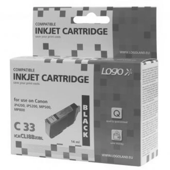 Termék főképe Logo kompatibilní ink s CLI8BK, black, 14ml, s čipem, pro Canon iP4200, iP5200, iP5200R,