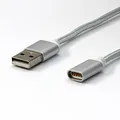 USB mágneses kábel (2.0), USB A M- Mágneses vég, 1m, ezüst