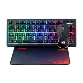 Marvo CM310 EN, RGB billentyűzetkészlet játék egérrel és paddal, US, gaming, d típusú membrán