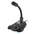 Marvo Gaming Mikrofon MIC-05 Mikrofon hangerőszabályzó Fekete RGB háttérvilágítású tartó