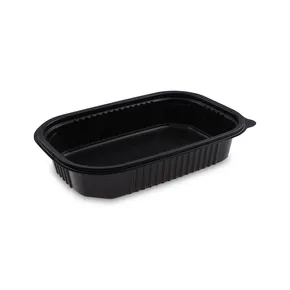 Mikrózható tál (PP) fekete `M` 221 x 151 x 43 mm 850ml [50 db]