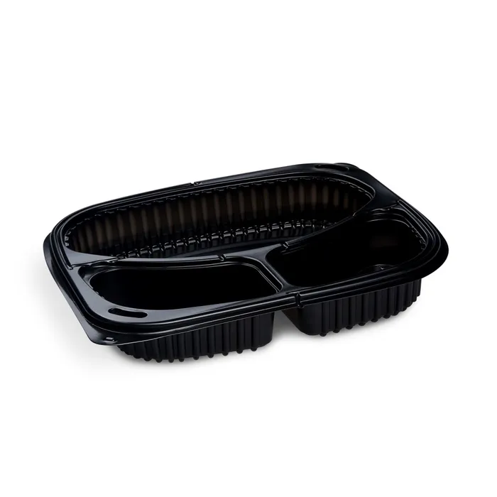 Termék főképe Menu mísa do mikrovlnky (PP) ECONOMY 3dílná černá 240 x 210 x 40 mm 1000ml [100 ks]