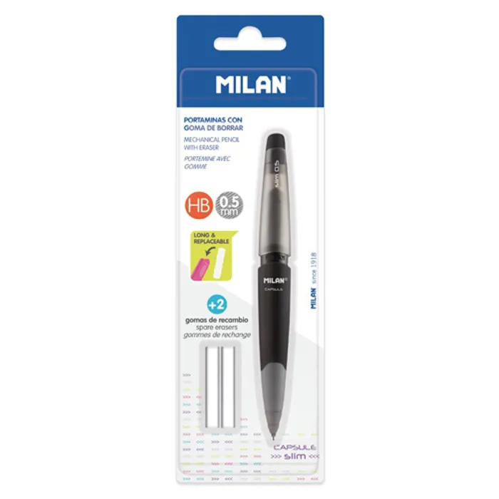 Termék főképe Mikrotužka / Pentelka MILAN Capsule Slim HB, 0.5 mm + 2 náhradní gumy