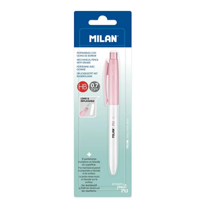 Termék főképe Mikrotužka / Pentelka MILAN PL1 Antibacterial HB 0,7 mm - ružová, blistr