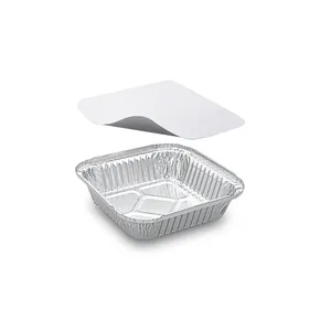 Alutálka szögletes 158 x 158 x 34 mm 560ml + tető [5 szett]