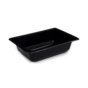 Levesestál (PP) négyzet alakú fekete 178 x 127 x 50 mm 600ml [100 db] - lezárható