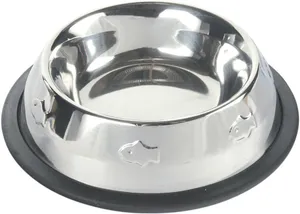 Rozsdamentes acél tál gumival, hal motívummal 200ml/11cm