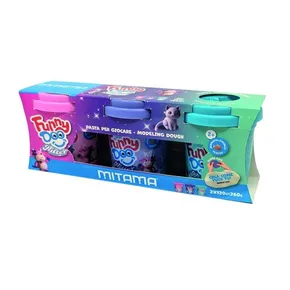 MITAMA FUNNY DOO modellpasztell, 3 színű csillámokkal, 3x120 g, rózsaszín, lila, kék