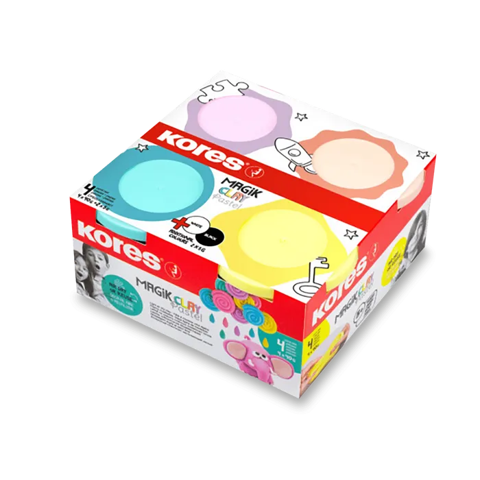 Termék főképe Modelovací hmota Kores Magik Clay pastelové barvy, 4 x 160g