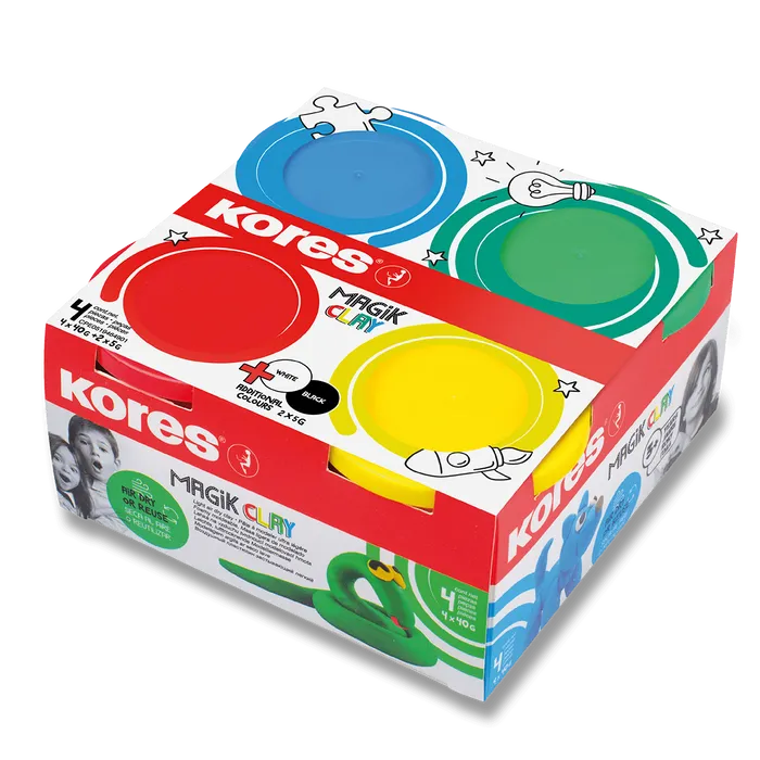 Termék főképe Modelovací hmota Kores Magik Clay základní barvy, 4 x 160g