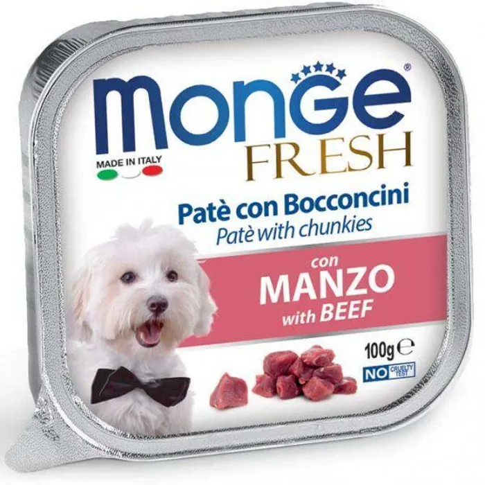 Termék főképe MONGE FRESH - paštika a kousky s hovězím 100 g pro psy