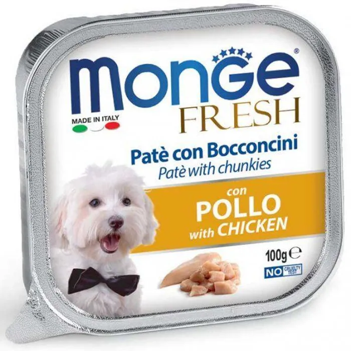 Termék főképe MONGE FRESH - paštika a kousky s kuřecím 100 g pro psy