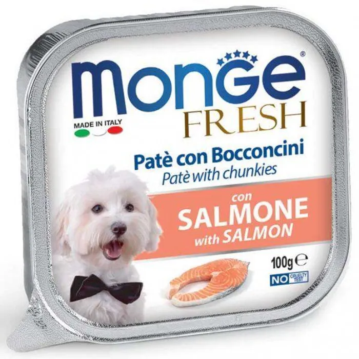 Termék főképe MONGE FRESH - paštika a kousky s lososem 100 g pro psy