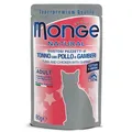 Következő termékkép MONGE NATURAL zsebes tonhal és csirke zselében garnélarákkal macskáknak 80g