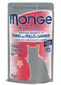 MONGE NATURAL zsebes tonhal és csirke zselében garnélarákkal macskáknak 80g