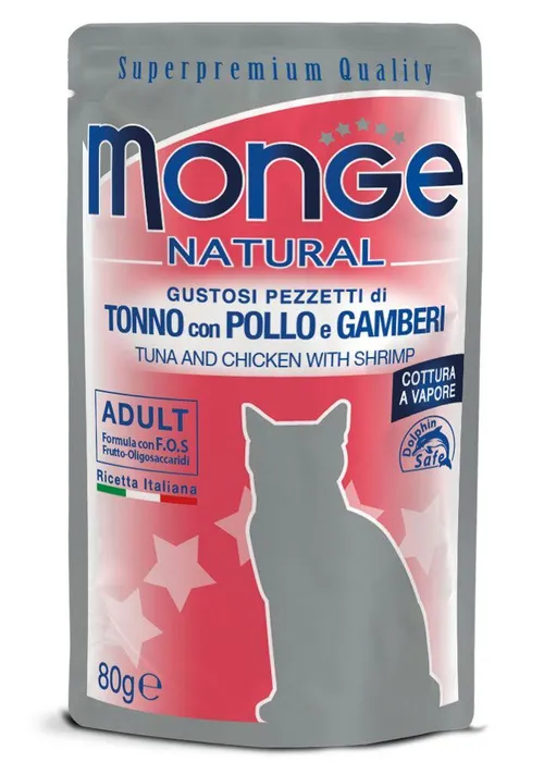 Termék főképe MONGE NATURAL kapsička tuňák a kuře v želé s krevetami pro kočky80g