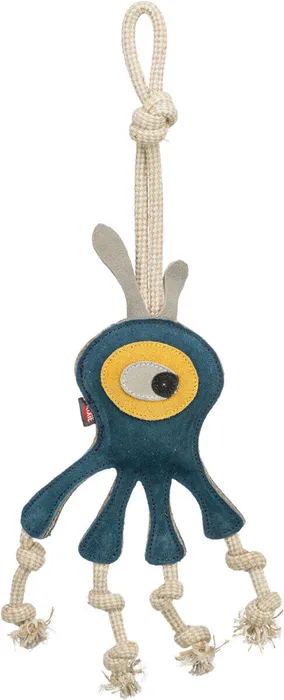Termék főképe Monster - příšerka na laně, 47 cm, hračka pro psy, 100% pravá kůže/lano, petrolejová