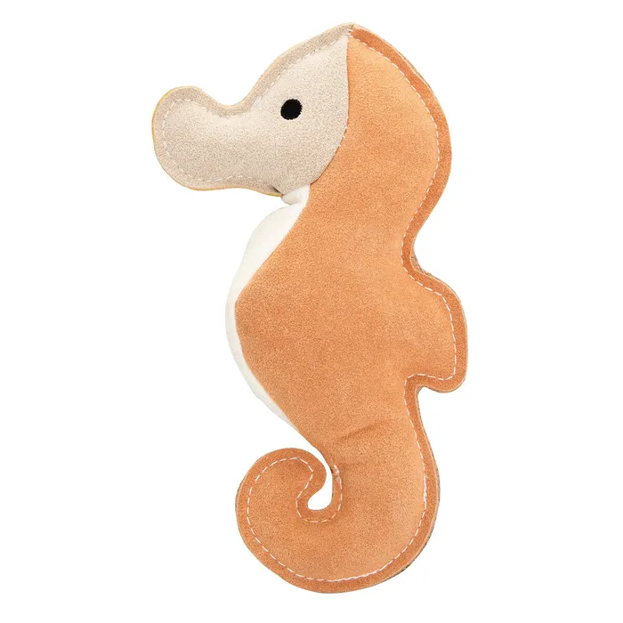 Termék főképe Mořský koník, 23 cm, robustní kožená hračka / aport, HIPHOP DOG, krémová/hořčicová