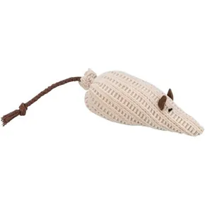 Macskamentával szőtt egér, 12 cm, bézs