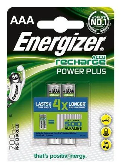 Termék főképe Nabíjecí baterie, AAA, 2x700 mAh, ENERGIZER "Power Plus"