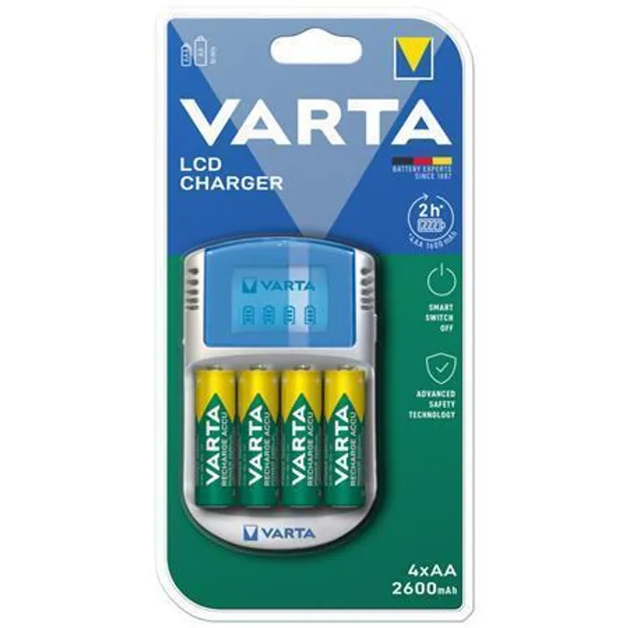 Termék főképe Nabíječka baterií, AA/AAA, 4x2700 mAh AA, car socket, LCD display, VARTA