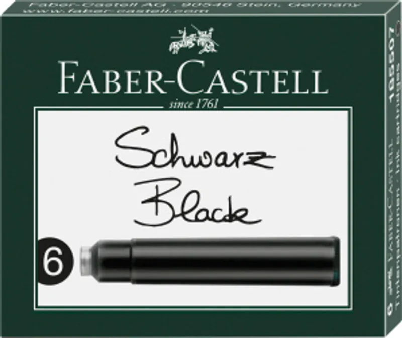 Termék főképe Náhradní inkoustové bombičky krátké 6ks, černá Faber Castell 185507