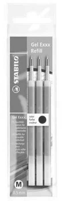 Termék főképe Náplň do rolleru "Gel Exxx", černá, 0,5 mm, gumovací, STABILO [3 ks]