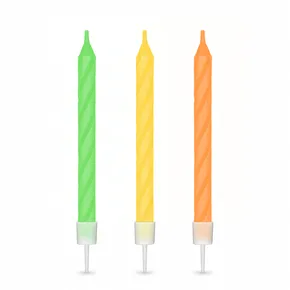 Neon születésnapi gyertyák tartóval, Ø5 × 60 mm, 12 db
