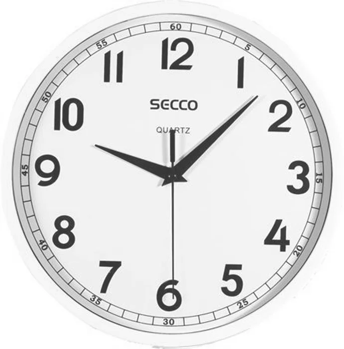 Termék főképe Nástěnné hodiny, bílá, 24 cm, černý číselník, SECCO