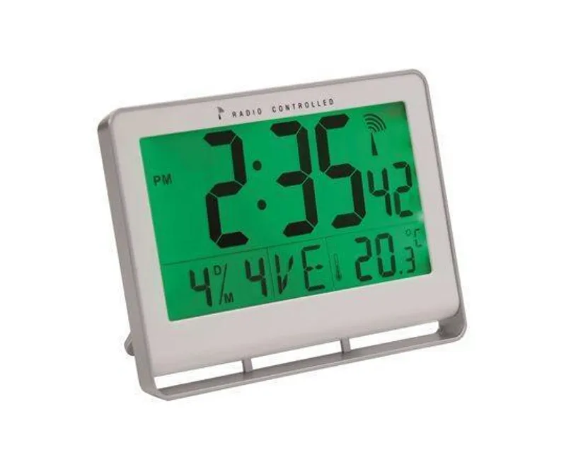 Termék főképe Nástěnné hodiny "Horlcdnew", radio-control, LCD displej, 22x20 cm, ALBA, stříbrné