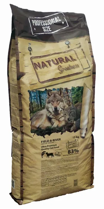 Termék főképe Natural Greatness Field,River Cat Recipe /losos,jehně 15 kg