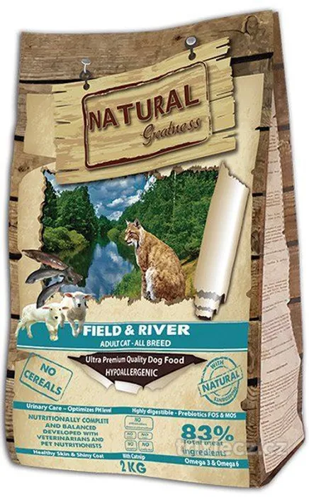 Termék főképe Natural Greatness Field,River Cat Recipe /losos,jehně 600 g
