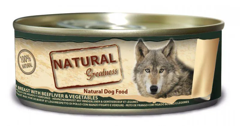 Termék főképe Natural Greatness kuřecí prsa, hovězí játra, zelenina, konzerva pro psy 156 g