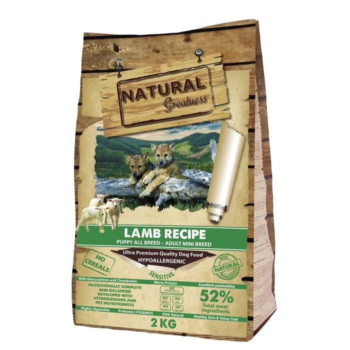 Termék főképe Natural Greatness Lamb Recipe Sensitive Starter Puppy & Adult Mini 2 kg