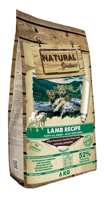 Termék főképe Natural Greatness Lamb Recipe Sensitive Starter Puppy & Adult Mini15 kg