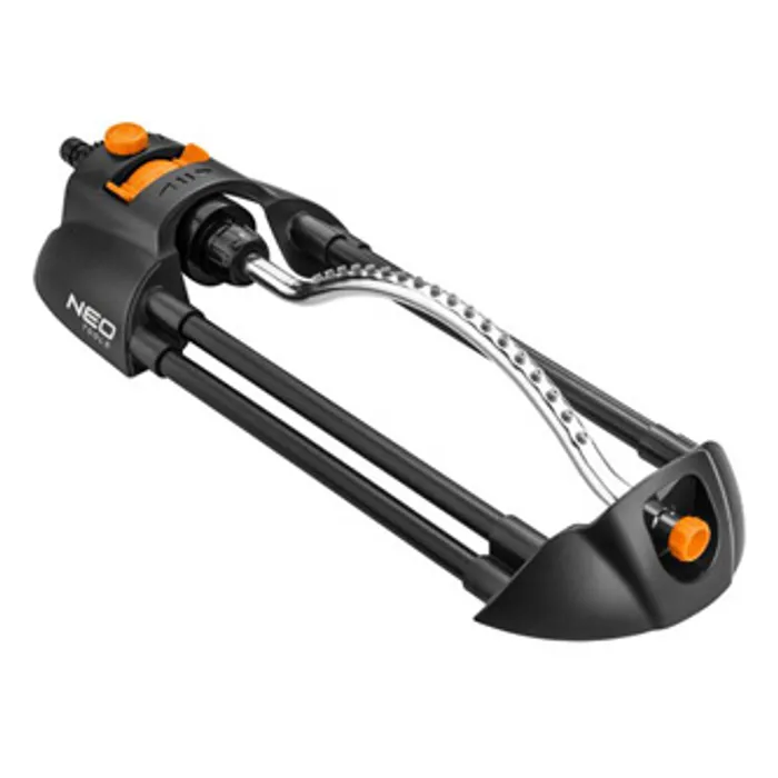 Termék főképe NEO TOOLS oscilační postřikovač, 18 trysek pro plochu až 14x19m, 1/2" i 3/4", oranžovo-če