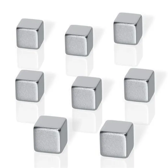 Termék főképe Neodymové magnety, tvar kostky, stříbrná, 10x10x10 mm, 8 ks, BE!BOARD
