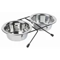 Rozsdamentes állvány + 2 tál 0,45l/12cm