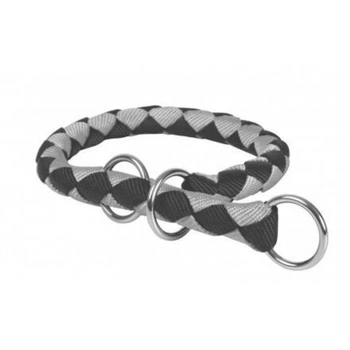 Termék főképe Nylonový obojek kulatý CAVO - černo/stříbrný S-M:35-41cm/12mm