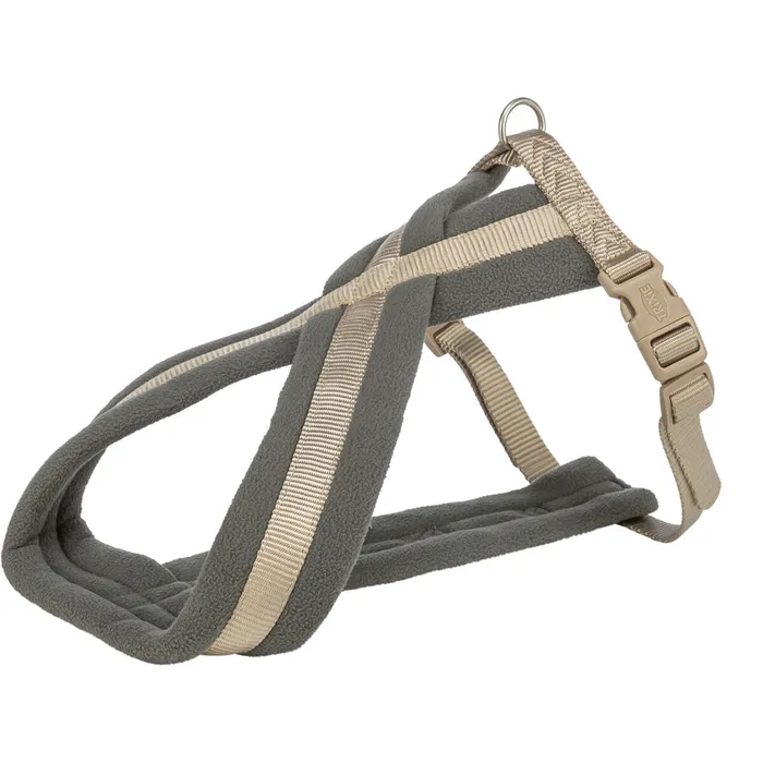Termék főképe Nylonový postroj PREMIUM podšitý, písková/grafitL-XL:hruď:70-110cm/25mm