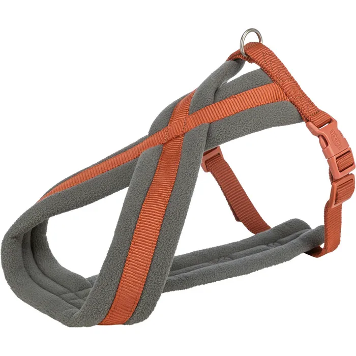 Termék főképe Nylonový postroj PREMIUM podšitý, rezavá/grafit M:hruď:45-80cm/25mm