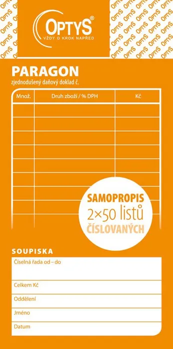 Termék főképe Obchodní paragon, samopropisovací číslovaný, 2 x 50 listů 1089