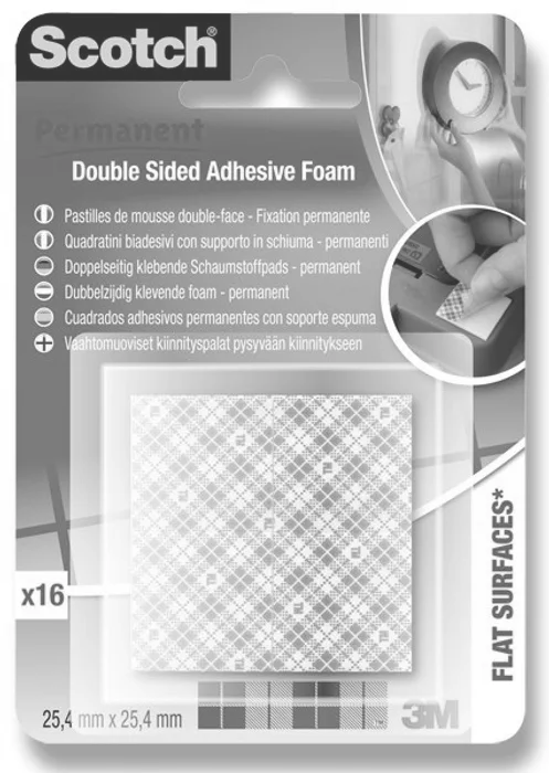 Termék főképe Oboustranně lepicí pěnové čtverečky 3M Scotch Permanent čtverečky 25,5 x 25,4 mm, 16 ks