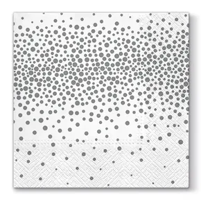 Szalvéta PAW L 33x33cm 3 réteg Confetti - Silver [20 db]