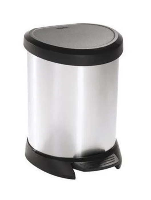 Termék főképe Odpadkový koš, černá/stříbrná, pedálový, plastový, 5 l, CURVER