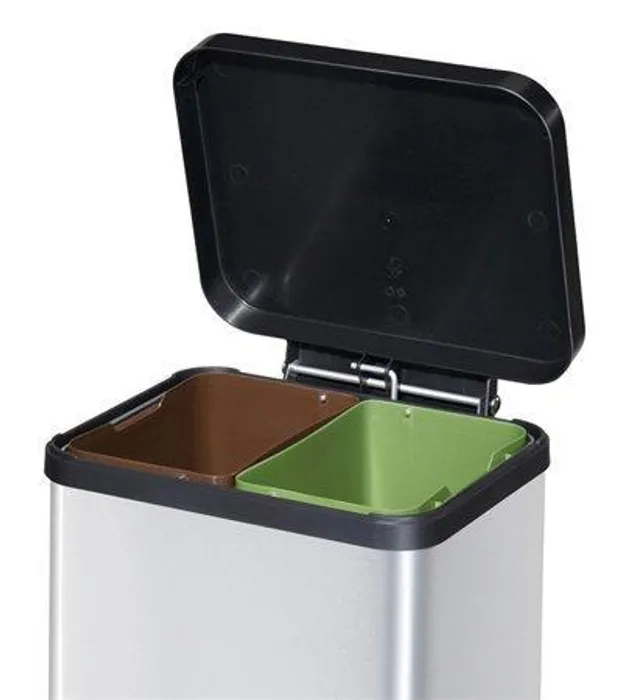 Termék főképe Odpadkový koš pro tříděný odpad, kovový, 2x11 litrů, VEPA BINS, šedý