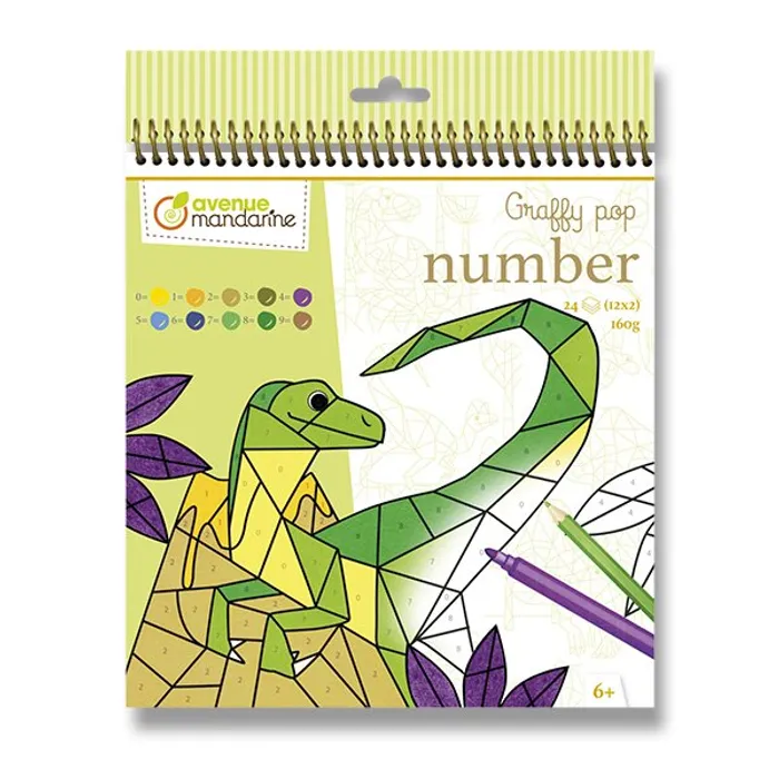 Termék főképe Omalovánky Avenue Mandarine Graffy Pop Number Dinosaurus