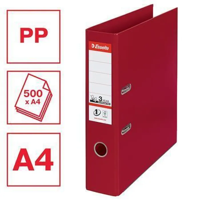Termék főképe Pákový pořadač "Standard", ochranné spodní kování, bordó, 75 mm, A4, PP, ESSELTE