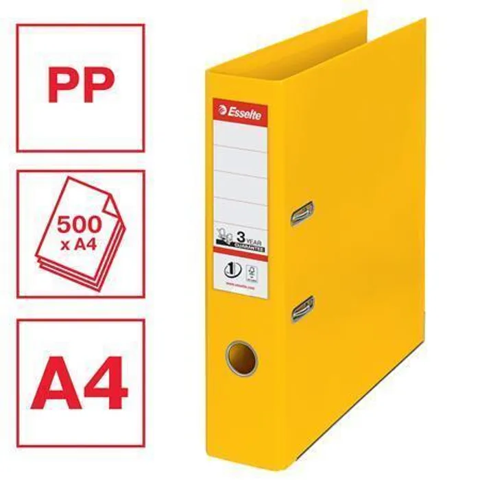 Termék főképe Pákový pořadač "Standard", ochranné spodní kování, žlutá, 75 mm, A4, PP, ESSELTE